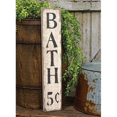 Bath 5 Cents Distressed Barnwood Sign - The Fox Decor
